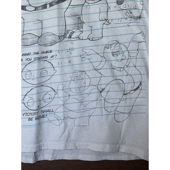 Family Guy Tee Cartoon TV Show Sketch Pad Math Homework Graphic Liquid Blue Sz L - Picture 13 of 14